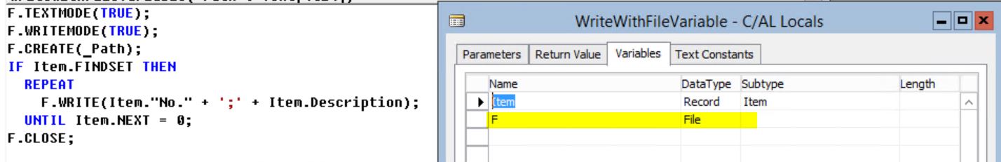 Codeunit File Export Item